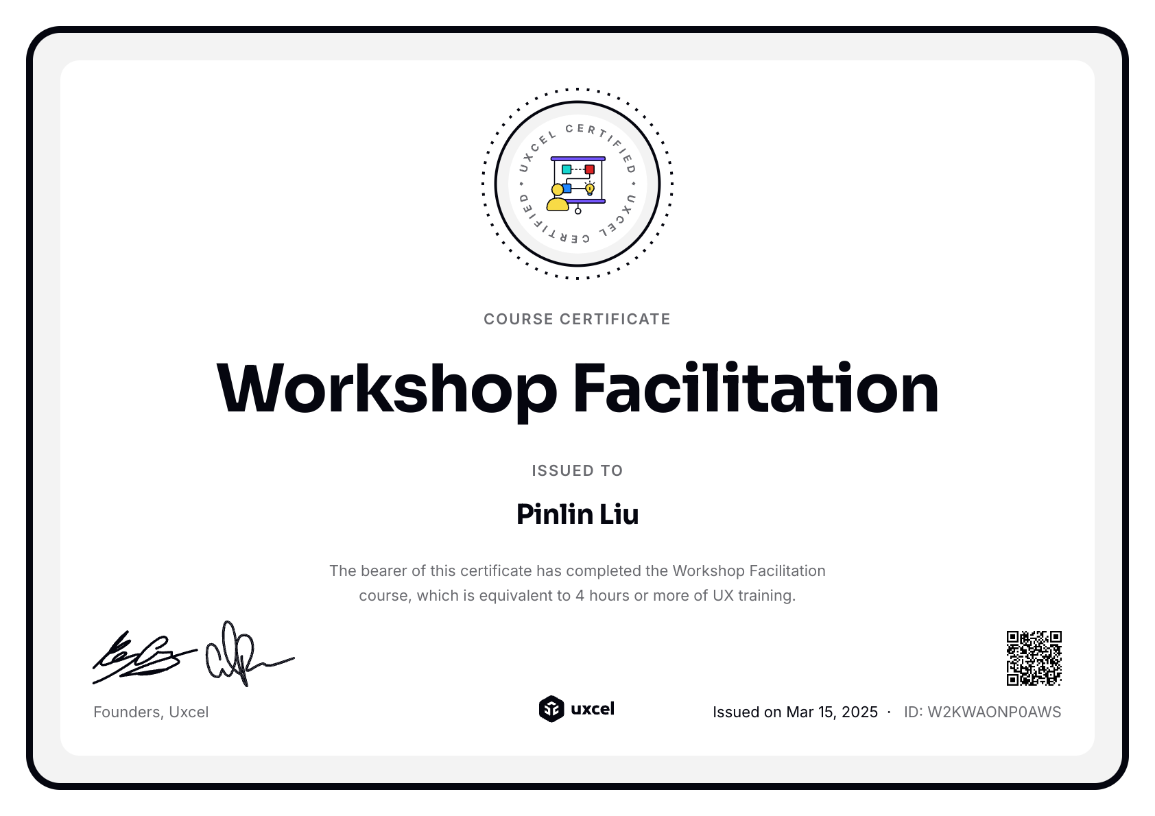 Pinlin Liu's certificate